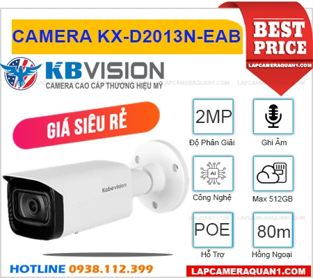 Camera KBvision KX-D2013N-EAB (2MP), camera quan sát KBvision KX-D2013N-EAB, camera KBvision KX-D2013N-EAB, lắp đặt camera KBvision KX-D2013N-EAB, camera chính hãng KBvision KX-D2013N-EAB, KBvision KX-D2013N-EAB, KX-D2013N-EAB, camera ghi âm KBvision KX-D2013N-EAB,