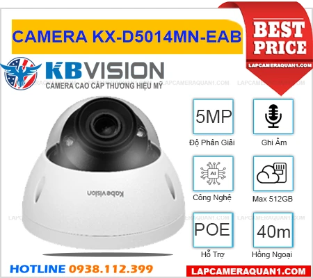 Lắp đặt camera Camera Ghi Âm KBVISION KX-D5014MN-EAB (5MP)