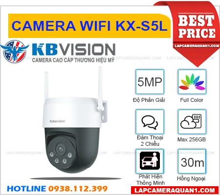 KX-S5L Camera IP Wifi KBVISION (5MP), camera quan sát KX-S5L, camera không dây KX-S5L, camera giám sát KX-S5L, camera quay xoay 360 độ KX-S5L, camera quay quét KX-S5L, camera ngoài trời KX-S5L, lắp đặt camera KX-S5L, lắp camera KX-S5L giá rẻ,