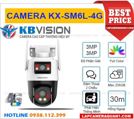 Camera Ống Kính Kép KBVISION SIM 4G KX-SM6L-4G (6MP), camera quan sát KBVISION KX-SM6L-4G, camera chính hãng KBVISION KX-SM6L-4G, KBVISION KX-SM6L-4G, camera 2 ống kính KBVISION KX-SM6L-4G, camera quay xoay ngoài trời KBVISION KX-SM6L-4G, camera KBVISION KX-SM6L-4G giá rẻ,