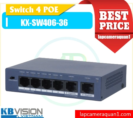 Lắp đặt camera Bộ Chia Mạng 4 PoE KX-SW406-36