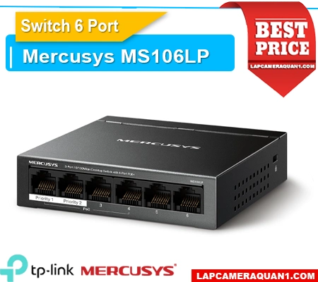 switch mercusys MS106LP, bộ chia mạng MS106LP, hub PoE MS106LP, switch 6 cổng MS106LP, bộ chia mercusys MS106LP, switch MS106LP PoE+, hub mạng MS106LP