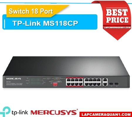 Lắp đặt camera Switch Mercusys 18 Cổng MS118CP