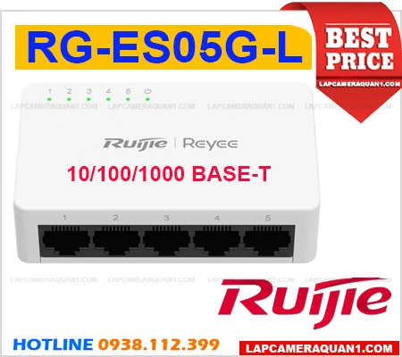 Lắp đặt camera Switch Mạng 5 Port Ruijie RG-ES05G-L