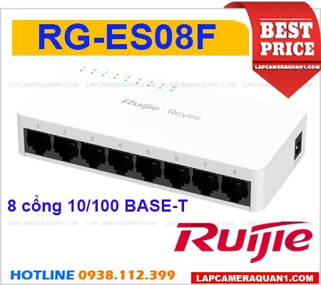 Lắp đặt camera Switch Mạng 8 Port Ruijie RG-ES08F