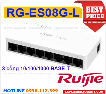 Lắp đặt camera RG-ES08G-L Switch Mạng 8 Port Ruijie