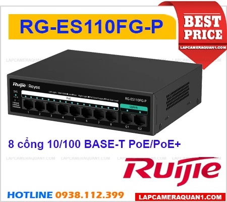 Lắp đặt camera RG-ES110FG-P Switch 8 Cổng POE Ruijie