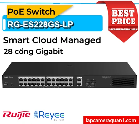 Lắp đặt camera Smart Managed PoE Switch 28 cổng Ruijie Reyee RG-ES228GS-LP