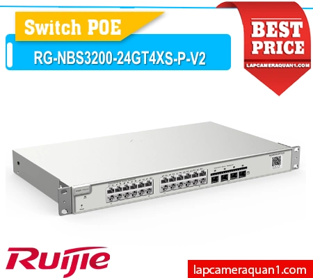 RG,NBS3200,24GT4XS,P,V2, Switch RG,NBS3200,24GT4XS,P,V2, Switch PoE Ruijie RG,NBS3200,24GT4XS,P,V2, Reyee RG,NBS3200,24GT4XS,P,V2, Switch 24 Port PoE Ruijie, Switch PoE 370W RG,NBS3200,24GT4XS,P,V2, Smart Managed Switch Ruijie, Switch quang 10G RG,NBS3200,24GT4XS,P,V2