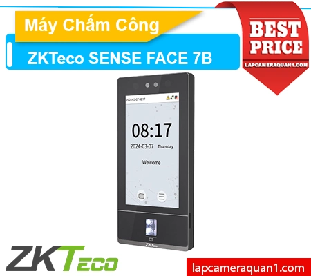 Máy chấm công khuôn mặt ZKTeco SenseFace 7B, Máy chấm công ZKTeco SenseFace 7B có wifi, Máy chấm công nhận diện khuôn mặt SenseFace 7B, ZKTeco SenseFace 7B chấm công văn phòng, Máy chấm công kiểm soát cửa SenseFace 7B, SenseFace 7B chấm công thông minh