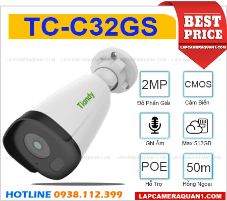 Lắp đặt camera TIANDY TC-C32GS Camera Ghi Âm