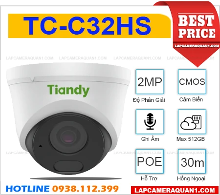 Lắp đặt camera Camera TIANDY TC-C32HS (2MP)