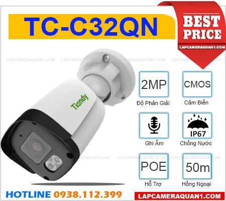 Camera TIANDY TC-C32QN (2MP), camera quan sát TIANDY TC-C32QN, lắp đặt camera TIANDY TC-C32QN, lắp camera TIANDY TC-C32QN giá rẻ, camera TIANDY TC-C32QN giá rẻ, camera ghi âm TIANDY TC-C32QN, camera ngoài trời TIANDY TC-C32QN, TIANDY TC-C32QN, TC-C32QN,