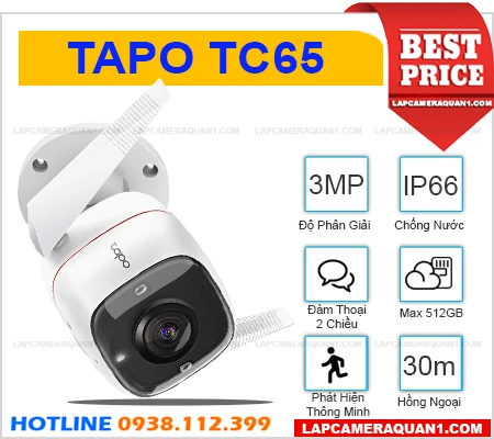 Camera Wifi Không Dây Tapo TC65 Ngoài Trời (3MP), camera không dây Tapo TC65, camera ngoài trời Tapo TC65, Tapo TC65, lắp đặt camera Tapo TC65, lắp camera Tapo TC65 giá rẻ, camera Tapo TC65 chính hãng, camera ip thân cố định Tapo TC65, camera Tapo TC65, TC65,