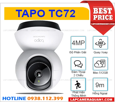 Camera IP Wifi Không Dây Tapo TC72 (4MP), lắp đặt camera Tapo TC72, camera quan sát Tapo TC72, lắp camera Tapo TC72 giá rẻ, camera Tapo TC72 chính hãng, camera Tapo TC72 giá rẻ, camera quay xoay Tapo TC72, camera trong nhà Tapo TC72, Tapo TC72, camera Tapo TC72, TC72,