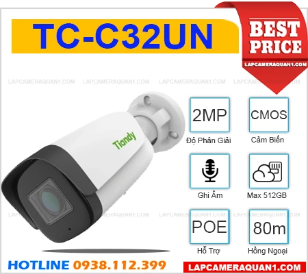 Camera TIANDY TC-C32UN (2MP), camera ngoài trời TIANDY TC-C32UN, lắp đặt camera TIANDY TC-C32UN, lắp camera TIANDY TC-C32UN giá rẻ, TIANDY TC-C32UN, camera ghi âm TIANDY TC-C32UN, camera chính hãng TIANDY TC-C32UN, TC-C32UN, camera sắc nét TC-C32UN,