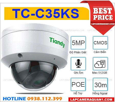 Camera TIANDY TC-C35KS (5MP), camera quan sát TIANDY TC-C35KS, camera giám sát TIANDY TC-C35KS, lắp đặt camera TIANDY TC-C35KS, lắp camera TIANDY TC-C35KS giá rẻ, camera chính hãng TIANDY TC-C35KS, camera ghi âm TIANDY TC-C35KS, TIANDY TC-C35KS, TC-C35KS,