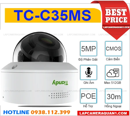 TIANDY TC-C35MS Camera Ghi Âm (5MP), TIANDY TC-C35MS, TC-C35MS, camera quan sát TIANDY TC-C35MS, camera giám sát TIANDY TC-C35MS, lắp đặt camera TIANDY TC-C35MS, lắp camera TIANDY TC-C35MS giá rẻ, camera ghi âm TIANDY TC-C35MS, camera TIANDY TC-C35MS giá rẻ,
