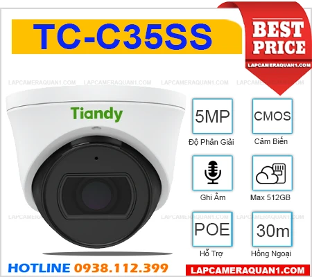 Camera TIANDY TC-C35SS (5MP), camera quan sát TIANDY TC-C35SS, camera giám sát TIANDY TC-C35SS, lắp camera TIANDY TC-C35SS giá rẻ, camera chính hãng TIANDY TC-C35SS, camera TIANDY TC-C35SS giá rẻ, camera ghi âm TIANDY TC-C35SS, camera IP dome trong nhà TIANDY TC-C35SS,
