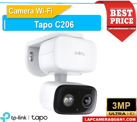 Camera Tapo C206 quay quét, Tapo C206 gắn trần, Tapo C206 chống nước, Tapo C206 2K AI, Camera IP Tapo C206, Tapo C206 đàm thoại, Camera Tapo C206 báo động
