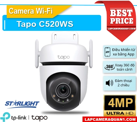 Camera Wifi Ngoài Trời Tapo C520WS (4MP), camera quan sát Tapo C520WS, camera không dây Tapo C520WS, Tapo C520WS, lắp đặt camera Tapo C520WS, lắp camera Tapo C520WS giá rẻ, camera Tapo C520WS chính hãng, C520WS, camera ngoài trời C520WS, camera quay xoay C520WS,