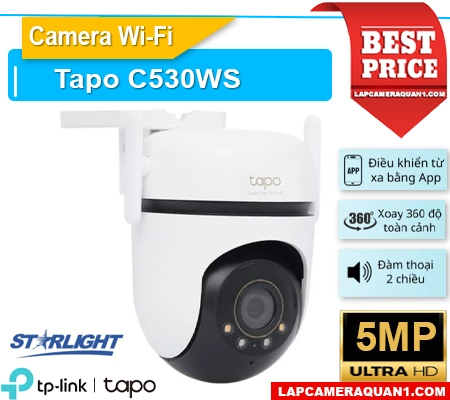 camera ngoài trời Tapo C530WS, camera wifi Tapo C530WS, camera xoay Tapo C530WS, camera ban đêm có màu Tapo C530WS, camera chống nước Tapo C530WS, camera AI Tapo C530WS, camera 3K Tapo C530WS