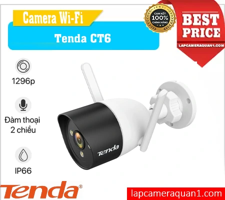 Camera ngoài trời Tenda CT6, Tenda CT6 Full HD 2K, Camera Tenda CT6 đàm thoại 2 chiều, Tenda CT6 cảnh báo ánh sáng âm thanh, Tenda CT6 kết nối RJ45 ổn định, Tenda CT6 hỗ trợ thẻ nhớ 128GB, Camera WiFi Tenda CT6, Camera tenda chính hãng, Camera tenda giá rẻ,