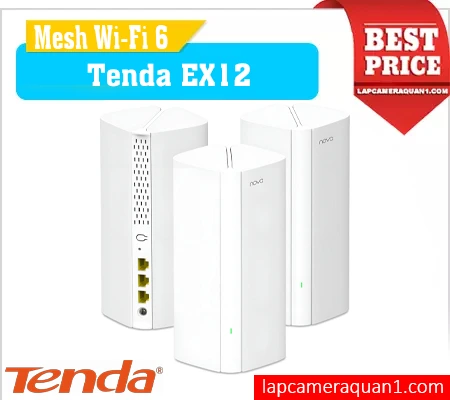 Tenda EX12 Mesh WiFi AX3000, Bộ phát WiFi Tenda EX12, Hệ thống WiFi 6 Tenda EX12, WiFi mesh tốc độ cao EX12, Router mesh Tenda EX12, Bộ 2 node mesh Tenda EX12, Tenda EX12 Dual-band Mesh WiFi, wifi mesh, wifi chính hãng, wifi gia re