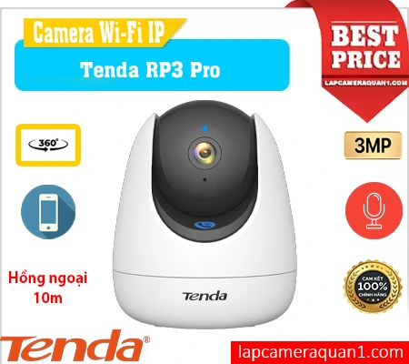 Camera Wifi Tenda RP3 Pro, Tenda RP3 Pro Full HD 3MP, Camera Tenda RP3 Pro 3mp, Tenda RP3 Pro quay quét 360 độ, Camera an ninh Tenda RP3 Pro, Tenda RP3 Pro hỗ trợ thẻ nhớ 256GB, Camera IP Wifi Tenda RP3 Pro, Camera tenda chính hãng, camera tenda giá rẻ