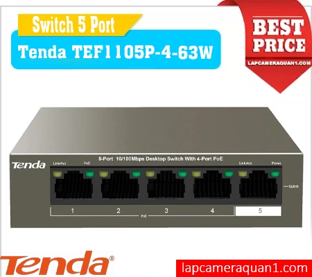 Lắp đặt camera Switch 4 POE Tenda TEF1105P-4-63W