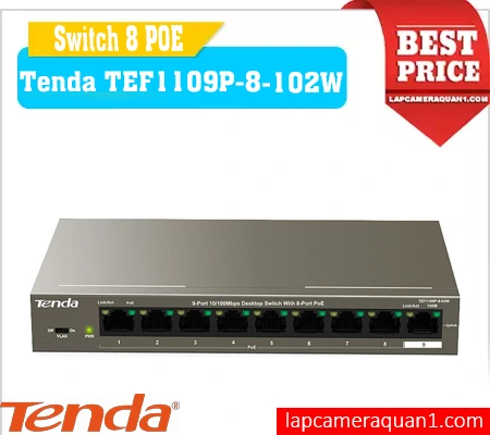 Lắp đặt camera Switch 8 POE Tenda TEF1109P-8-102W