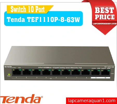 Lắp đặt camera Swicth Tenda TEF1110P-8-63W 8 POE