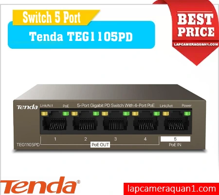 Lắp đặt camera Bộ Chia Mạng 5 Cổng Tenda TEG1105PD