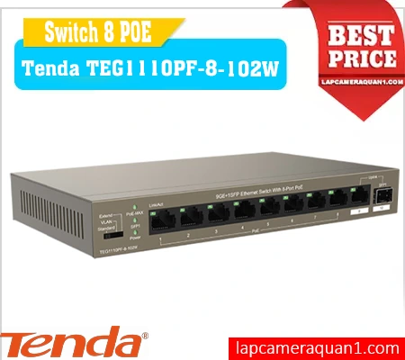 Switch PoE TEG1110PF-8-102W, TEG1110PF-8-102W cho hệ thống camera, Bộ chia mạng TEG1110PF-8-102W, Hub cấp nguồn TEG1110PF-8-102W, Switch mạng tốc độ cao TEG1110PF-8-102W, Thiết bị chia cổng PoE TEG1110PF-8-102W, Bộ chia tín hiệu TEG1110PF-8-102W, Switch giá rẻ, Switch chính hãng 