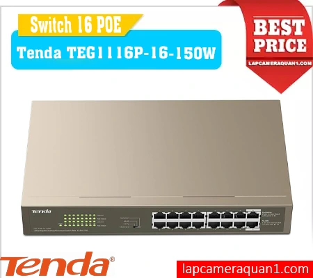 Tenda TEG1118P-16-250W 16-Cổng, Switch TEG1118P-16-250W PoE 135W, Bộ chia mạng TEG1118P-16-250W, TEG1118P-16-250W chuyên dùng cho camera, Switch chống sét TEG1118P-16-250W, Switch văn phòng TEG1118P-16-250W, TEG1118P-16-250W , Switch giá rẻ, Switch chính hãng 