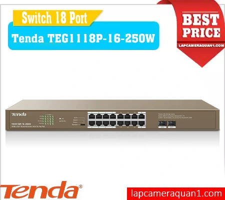 Switch PoE TEG1118P-16-250W, Bộ chia mạng TEG1118P-16-250W, Switch 16 cổng TEG1118P-16-250W, Switch chống sét TEG1118P-16-250W, Thiết bị mạng TEG1118P-16-250W, TEG1118P-16-250W dành cho camera IP, Bộ chuyển đổi TEG1118P-16-250W, Switch chính hãng, Switch giá rẻ

