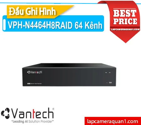 Lắp đặt camera Đầu Ghi Hình AI VanTech VPH-N4464H8RAID 64 Kênh