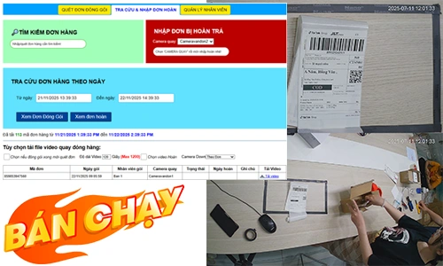 Giải pháp camera gói hàng, Camera đóng gói hàng hóa, Camera check mã vận đơn, Camera soi quy trình đóng hàng, Hệ thống ghi lại quá trình đóng gói, Camera giám sát đóng hàng, Camera chống thất thoát kho hàng, Phần mềm tra cứu video đóng gói, Camera kiểm soát quy trình đóng gói, Camera gói hàng cho shop online