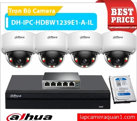 Bộ 4 Camera Văn Phòng Siêu Nét, bộ 4 camera DH-IPC-HDBW1239E1-A-IL, bộ camera văn phòng giá rẻ, bộ camera giá rẻ ,bộ camera dahua dành cho văn phòng, camera văn phòng dahua 