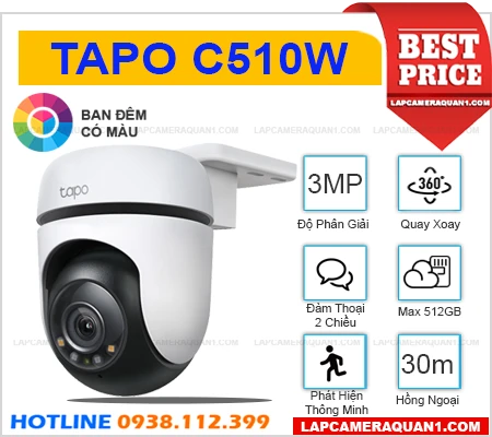 Lắp đặt camera Tapo C510W Camera Không Dây Quay Quét (3MP)