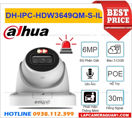 DH-IPC-HDW3649QM-S-IL Camera Ghi Âm (6MP), camera quan sát DH-IPC-HDW3649QM-S-IL, lắp camera DH-IPC-HDW3649QM-S-IL giá rẻ, lắp đặt camera DH-IPC-HDW3649QM-S-IL, camera giám sát DH-IPC-HDW3649QM-S-IL, camera ghi âm DH-IPC-HDW3649QM-S-IL, camera dahua DH-IPC-HDW3649QM-S-IL,
