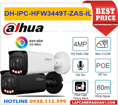 Lắp đặt camera Camera Dahua DH-IPC-HFW3449T-ZAS-IL (4MP)