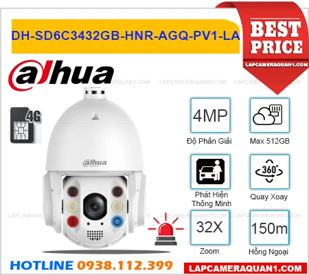 Lắp đặt camera Camera Dahua DH-SD6C3432GB-HNR-AGQ-PV1-LA Sim 4G