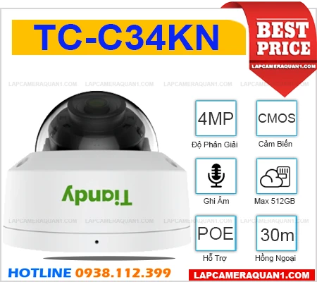 Camera TIANDY TC-C34KN Ghi Âm (4MP), camera quan sát TIANDY TC-C34KN, camera ghi âm TIANDY TC-C34KN, lắp camera TIANDY TC-C34KN giá rẻ, lắp đặt camera TIANDY TC-C34KN, camera chính hãng TIANDY TC-C34KN, camera TIANDY TC-C34KN giá rẻ, TIANDY TC-C34KN,TC-C34KN, 