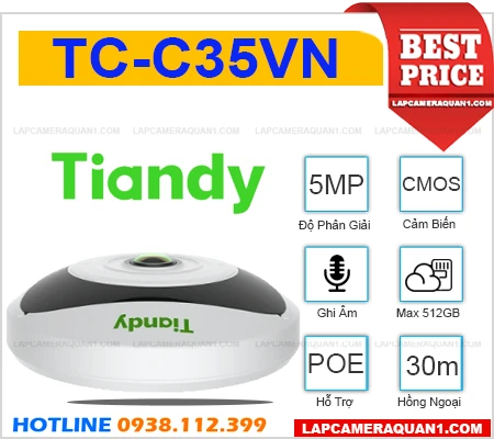Camera Mắt Cá TIANDY TC-C35VN (5MP), camera quan sát TIANDY TC-C35VN, lắp đặt camera TIANDY TC-C35VN, lắp camera TIANDY TC-C35VN giá rẻ, camera TIANDY TC-C35VN giá rẻ, camera ghi âm TIANDY TC-C35VN, camera trong nhà TIANDY TC-C35VN,