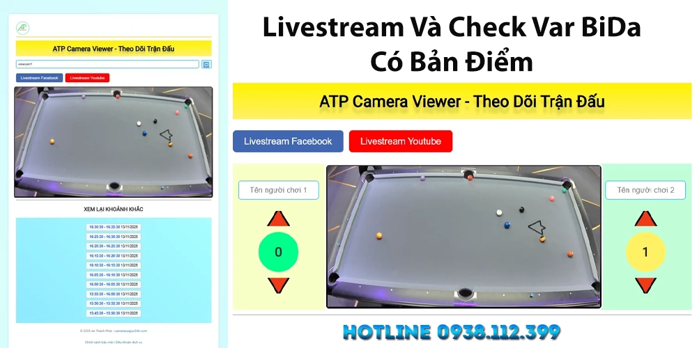 Bảng Điểm Bida Có Camera Livestream