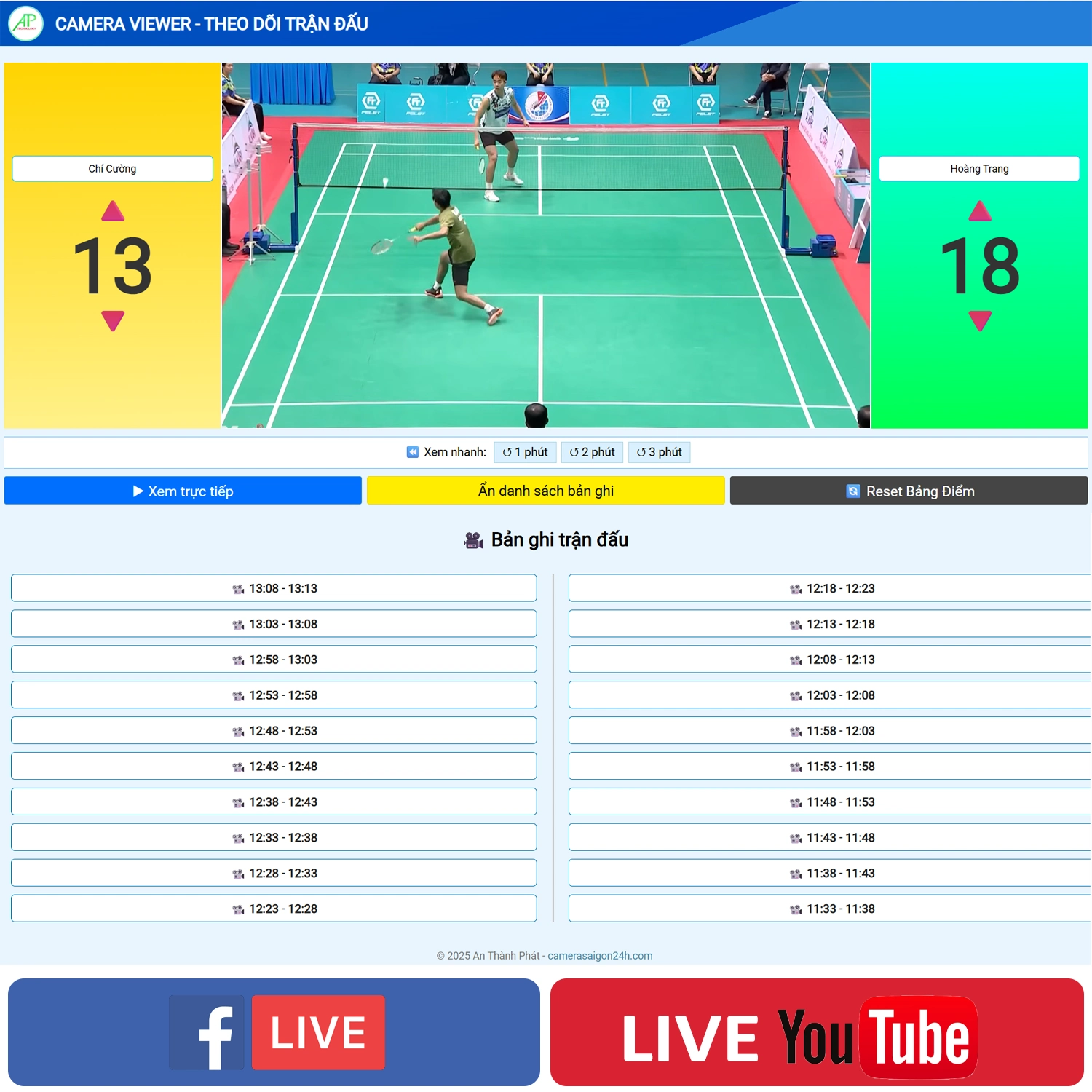 Camera Check Var Trên Phần Mềm Livestream Cầu Lông