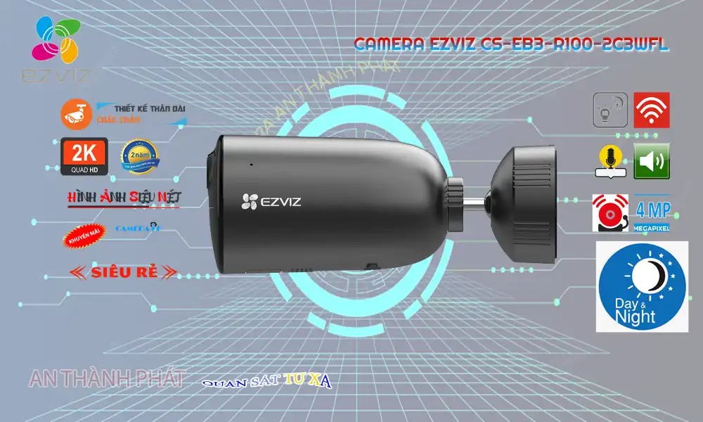 Camera  Wifi Ezviz Thiết kế Đẹp CS-EB3-R100-2C3WFL
