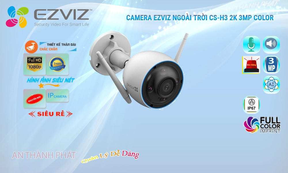 Camera CS-H3 2K 3MP Color Công Nghệ Cao