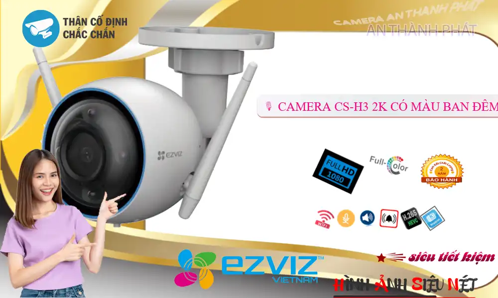 Camera CS-H3 2K  Wifi Ezviz